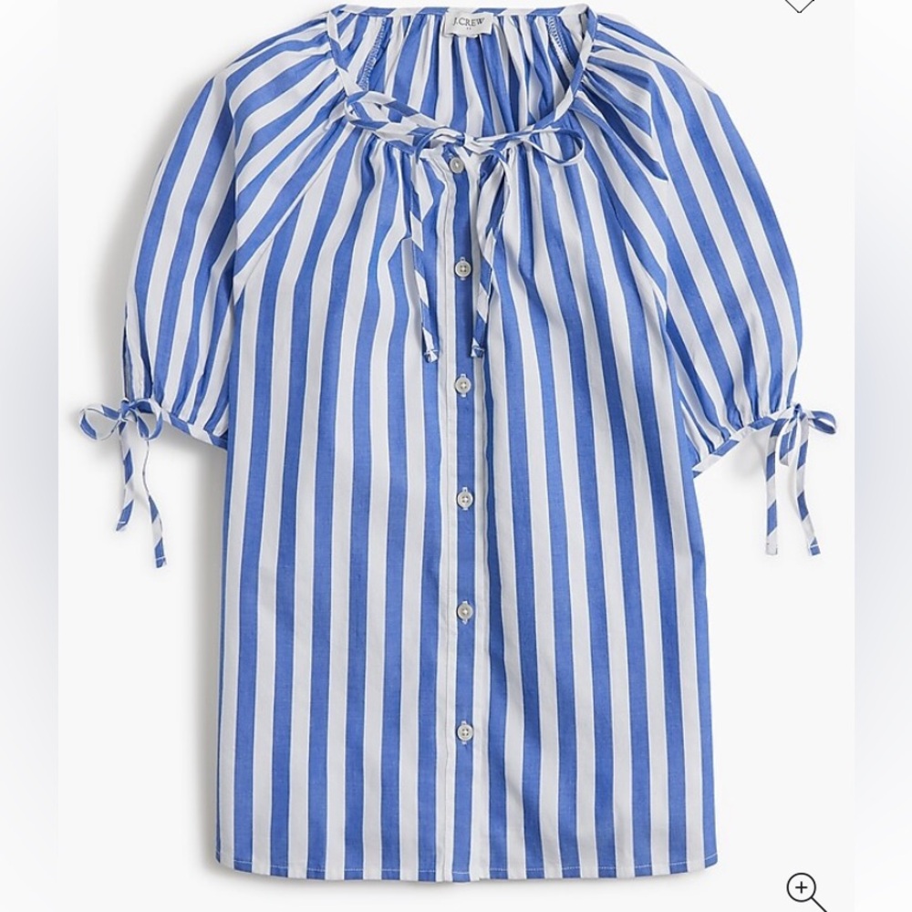 J.Crew Factory Button Front Top with tie sleeves NWT